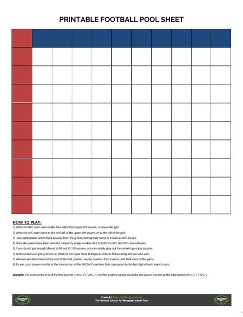 Football Pool Printable Sheets