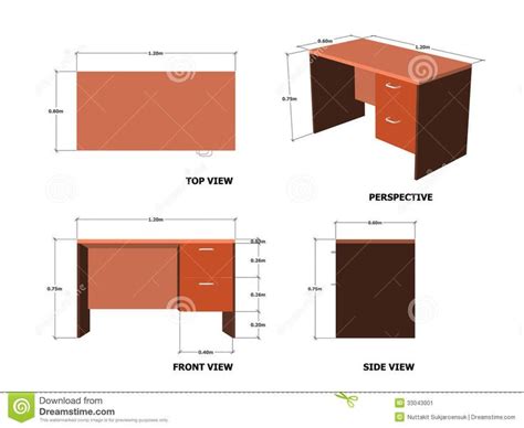 Office Table Plan Front Side Perspective View Stock Vector - Illustration of furniture, desk ...