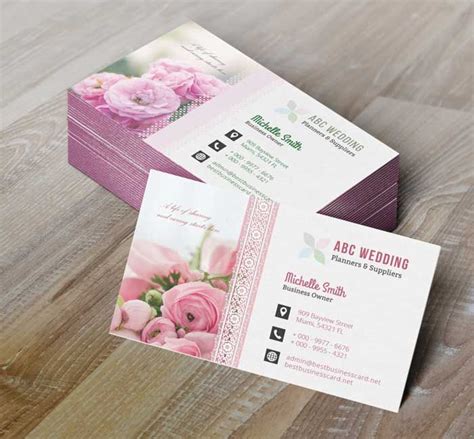 4 Wedding Business Card Templates in PSD Florist Business Card, Wedding ...