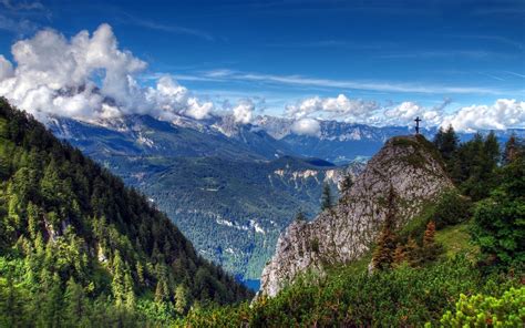 Panoramic photography of mountains under blue sky HD wallpaper ...