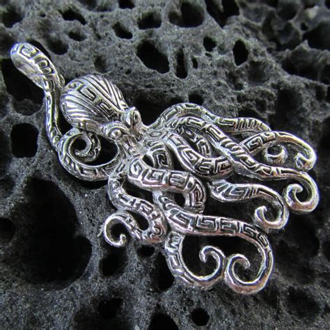 Octopus Pendant Necklace Sterling Silver Ocean Beach - Etsy