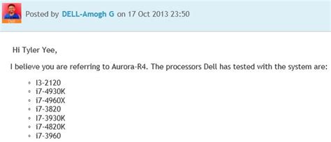 ‎Alienware Aurora R4 cpu upgrades | DELL Technologies