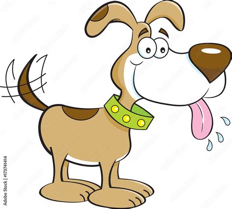 Cartoon illustration of a dog with it's tongue out. Stock Vector ...