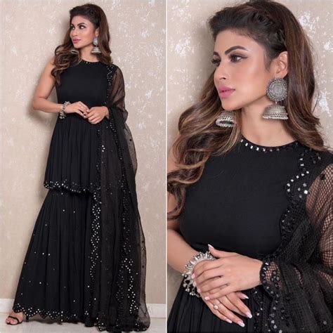 Mouni Roy Stunning Black Colored Bollywood Sharara Suit - K4 Fashion