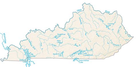 Kentucky Lakes and Rivers - Large MAP Vivid Imagery-20 Inch By 30 Inch ...