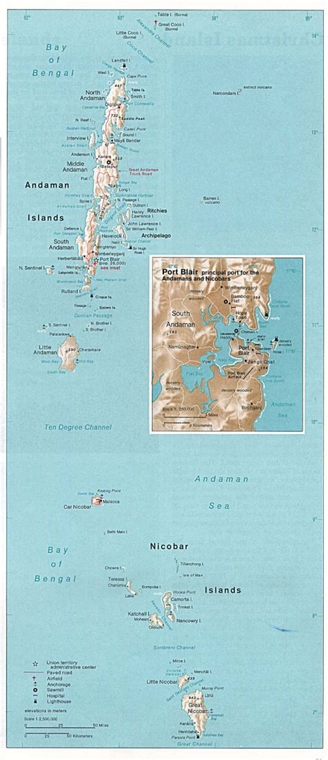 Physical maps of Andaman and Nicobar Islands