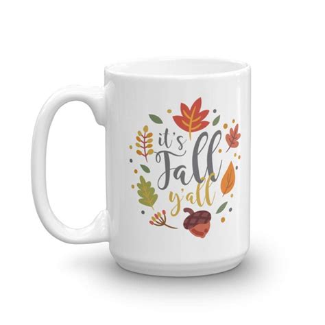 It's Fall Y'all! Autumn Leaves Design Coffee & Tea Gift Mug, Party Decorations, Wedding Favors ...