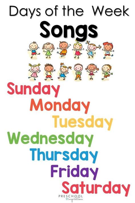 Preschool Days Of The Week Songs - Jean Harrison's Kindergarten Worksheets