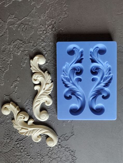 Furniture Embellishment Scrolls Silicone Mold Furniture Appliques Mold for Clay Mold for Resin ...