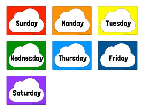 Days of the Week | Printable flash cards, Free kindergarten printables, Flashcards for kids