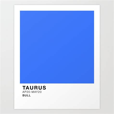 Taurus Zodiac Bright Colour Swatch Art Print by delinafaye | Society6