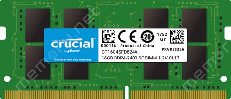 CT16G4SFD824A - Crucial 1x 16GB DDR4-2400 SODIMM PC4-19200T-S Dual Rank x8 Module