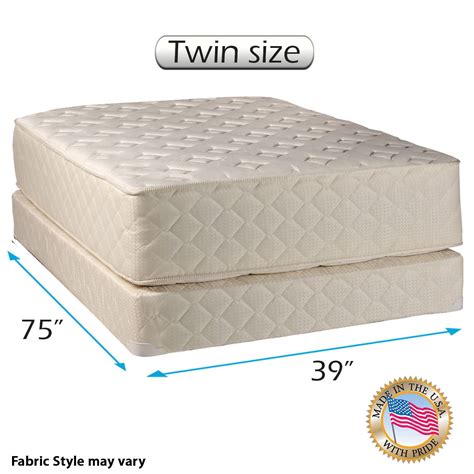 Dream Solutions USA Highlight Luxury Firm Twin Mattress & Low 5" Height Box Spring Set with Bed ...