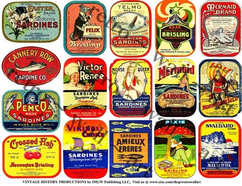 Sardine Can Label, Sardine Tin, Fishery Labels, Kitchen Clip Art, Grunge Supplies, Collage ...