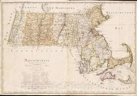 Historical Map, 1797 Massachusetts, Vintage Wall Art in 2021 ...