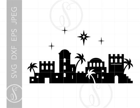 Biblical Town SVG Clipart Bethlehem Jerusalem Silhouette Cut | Etsy