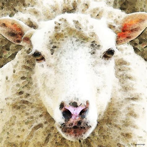 Sheep Art - White Sheep Painting by Sharon Cummings - Fine Art America