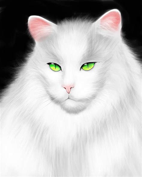 White Cat Painting by Salman Ravish