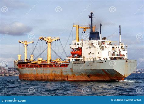 Cargo ship with cranes stock photo. Image of straits, export - 7648268