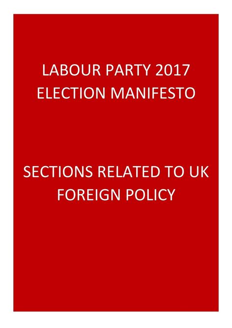 Labour Party | Election Manifesto 2017: Sections related to UK foreign ...