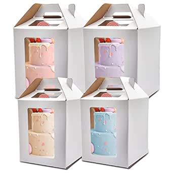 Amazon.com: KBG Cake Boxes 6pcs 10x10x12 and 12x12x14 Inches With Window Tall Cake Box for Tier ...