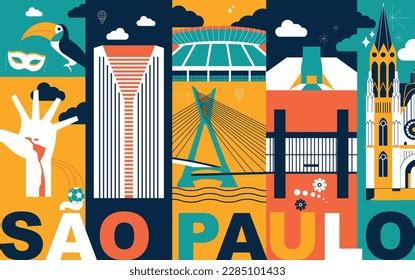 Sao Paulo Culture Travel Night Set Stock Vector (Royalty Free ...