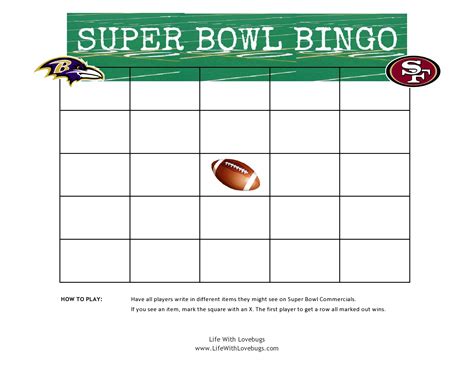 Super Bowl Bingo Printable