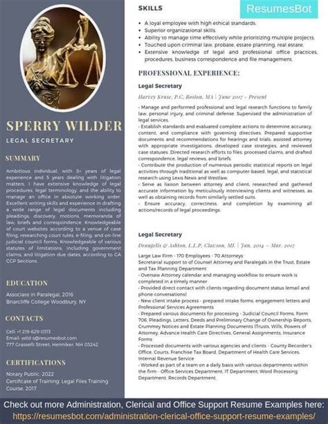 Legal Secretary Resume Samples & Templates [PDF+DOC] 2024 | RB