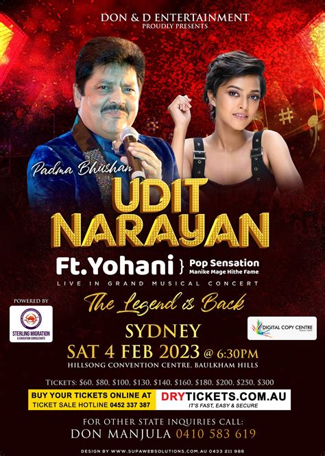 Udit Narayan Live In Musical Concert - Sydney • Sargam Events Australia