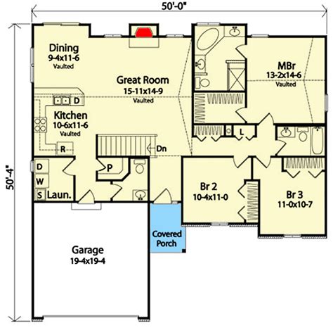 Vaulted Ranch House Plan - 22040SL | Architectural Designs - House Plans