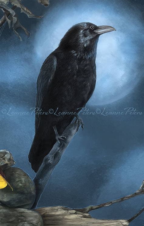 Raven Moon Art Print, Halloween Art Print, Witchy Art Print, Wiccan Art ...