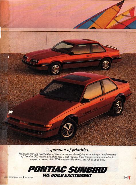 1986 Pontiac Sunbird & Sunbird Turbo GT USA Original Magazine ...