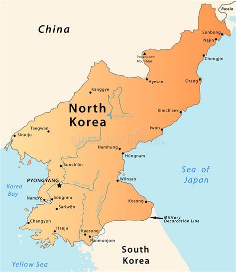 North Korea map. Illustration of a detailed political map of North ...