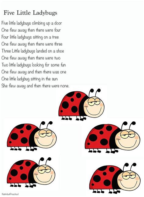 5 Little Ladybugs | Preschool songs, Kindergarten songs, Preschool