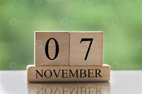 November 7 calendar date text on wooden blocks with copy space for ...