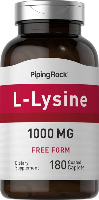 L-Lysine (Free Form), 1000 mg, 180 Coated Caplets | PipingRock Health ...