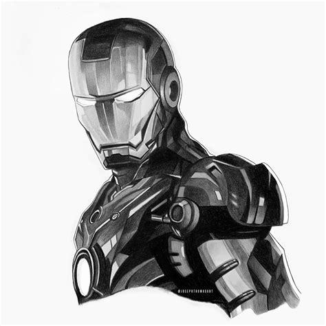 A pencil drawing I did of Iron Man in B&W : r/Avengers