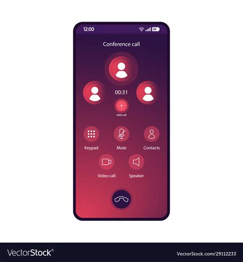 Conference call smartphone interface template Vector Image