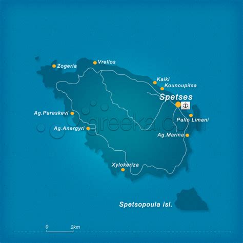 Map of Spetses island, Greece - Greeka.com