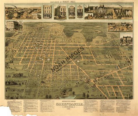 Map of Greencastle Indiana c1886 24x20 | eBay