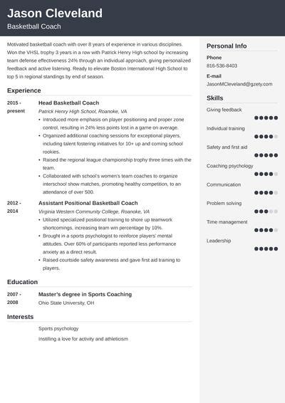 Basketball Coach Resume Sample and Guide (+Template)