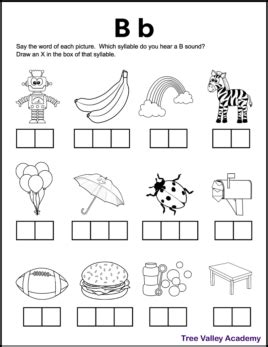 Letter B Sound Phonics Worksheets - Tree Valley Academy