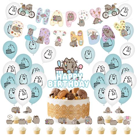 Buy Party Supplies Pusheen Cake Topper Pusheen Cat Birthday Decorations Pusheen the Cat Balloons ...