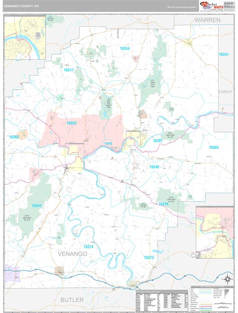 Venango County, PA Wall Map Premium Style by MarketMAPS