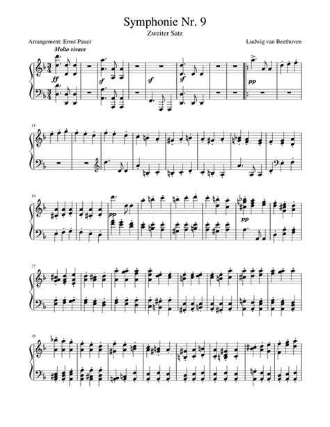 Beethoven Symphony No. 9 (2nd movement) for piano solo Sheet music for Piano (Solo) | Musescore.com