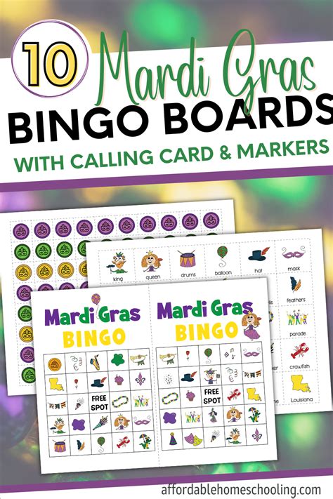 Free Printable Mardi Gras Bingo Games for Kids