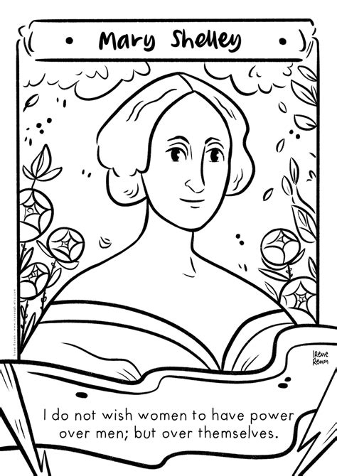 Mary Shelley Coloring page literary art Frankenstein creator | Etsy