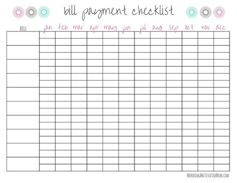 List Of Monthly Bills To Pay