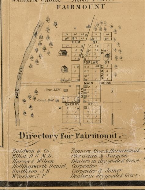 Fairmount Village, Fairmount, Indiana 1861 Old Town Map Custom Print ...