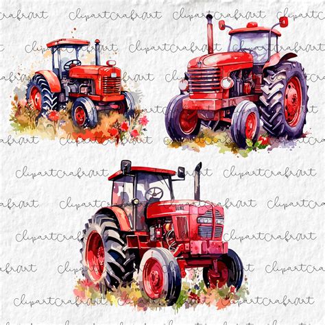 Red Tractor Clipart, Red Tractor Farming Vehicles Clipart, Harvest Farm ...